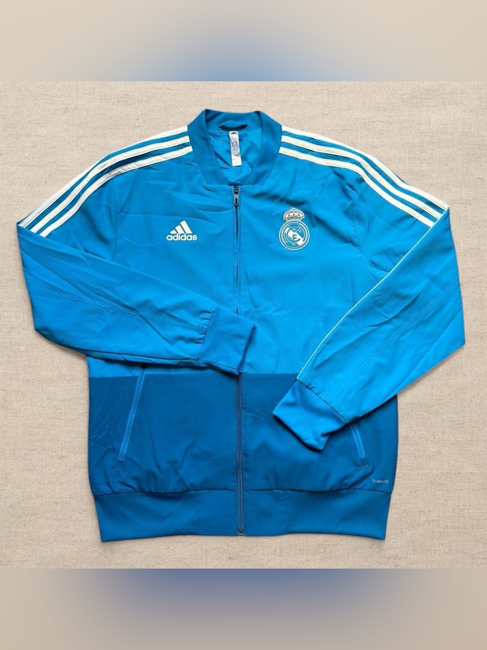 Adidas Real Madrid 18/19 Soccer Track Jacket Mens Size Medium Blue Climalite